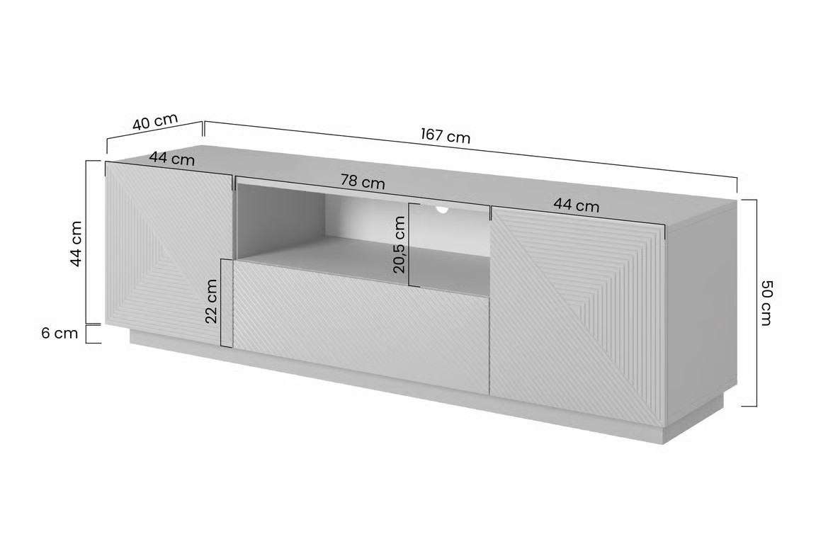 Bílá matná RTV skříňka Asha 167 cm s zásuvkami