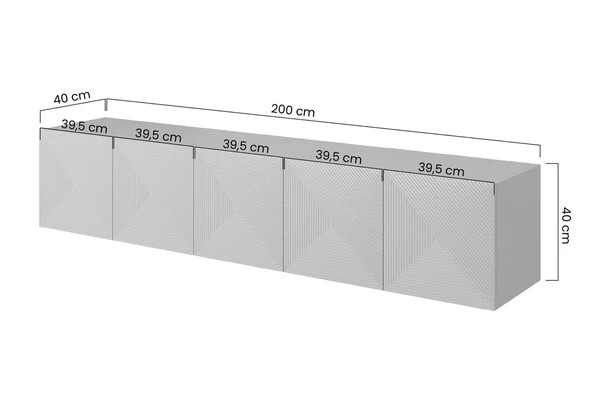 Závěsný TV stolek ASHA 200 cm dub artisan černý mat furnipol.cz