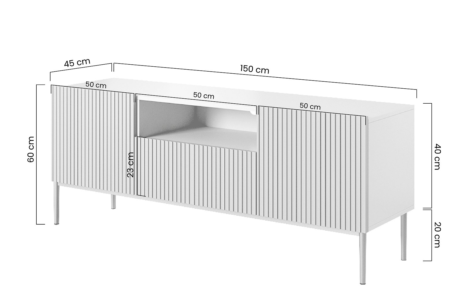 TV stolek NICOLE 150 cm černý mat – zlaté nožky furnipol.cz