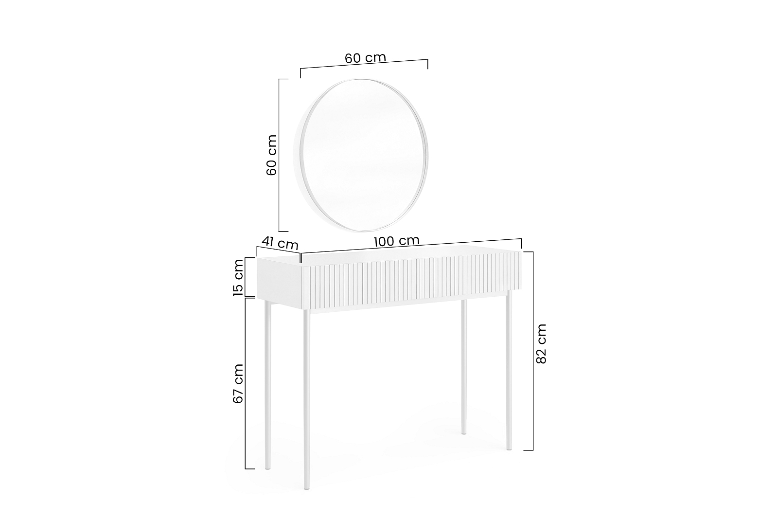 Toaletní stolek Nicole s&nbsp;černým zrcadlem&nbsp;60 cm &nbsp;1