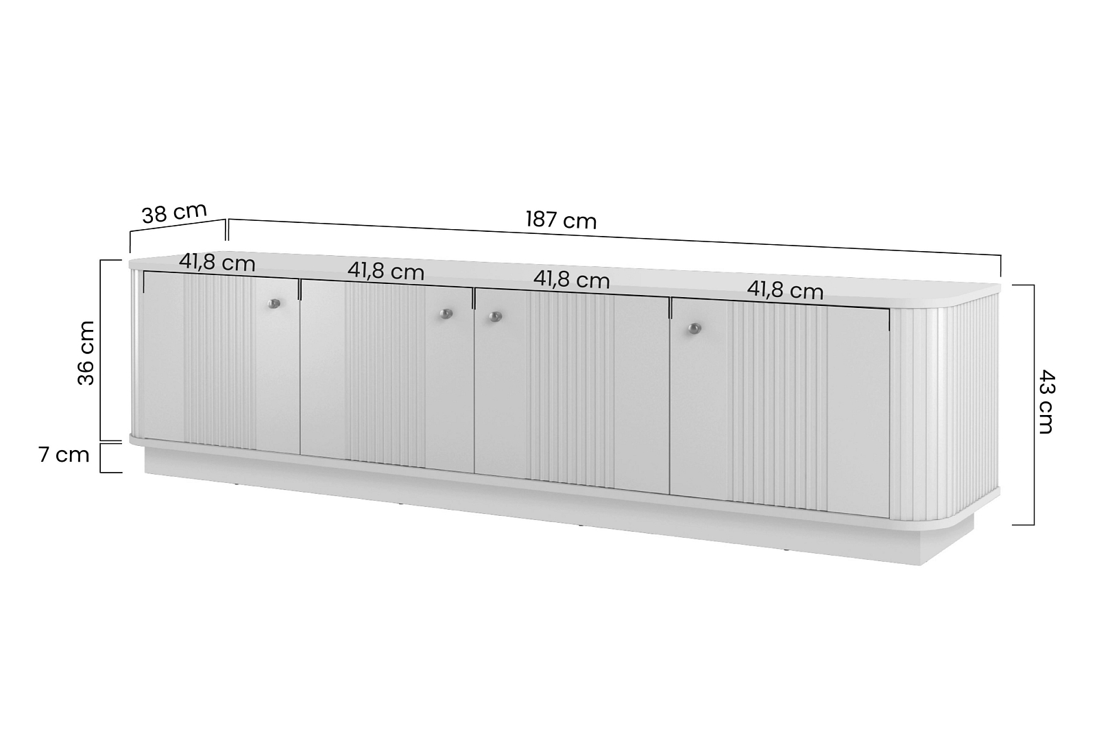 TV stolek Vesper 4D 187 cm na soklu - černý zlaté úchyty