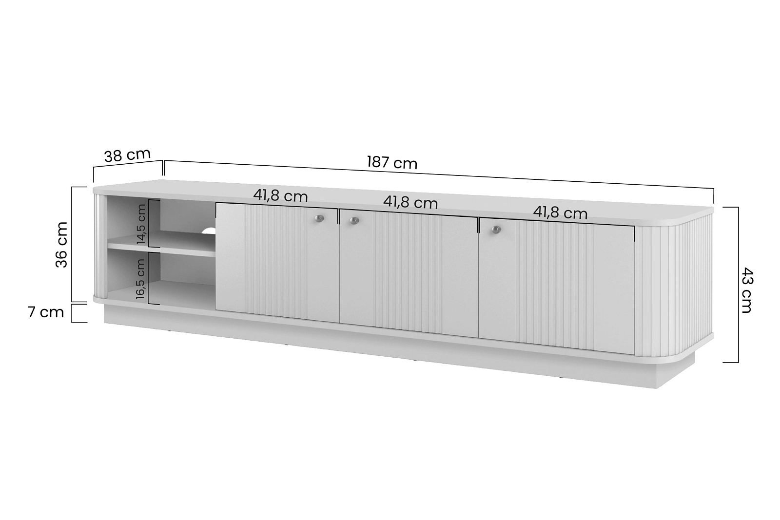 TV stolek Vesper 3D 187 cm na soklu - černý černé úchyty 1