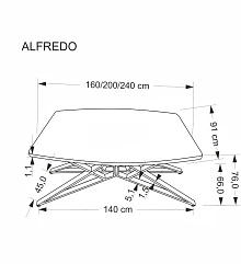 Rozkladací obdĺžnikový jedálenský stôl ALFREDO