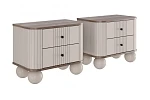 Set nočních stolků Vesper 56 cm kulaté nohy - Kašmír / Ořech / Černé úchytky