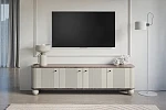 Moderní TV skříňka Vesper 187 cm - Kašmír / Ořech / Černé úchytky
