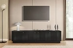 Černá TV skříňka Vesper 4D 187 cm s soklem  - Čierna / zlatá