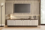 Černá TV skříňka Vesper 4D 187 cm s soklem  - Kašmír / Ořech / Černé úchytky