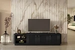 TV stolek Vesper 3D 187 cm na soklu  - Čierna / zlatá