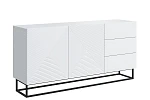 Moderní komoda Asha 167 cm dvoudveřová se zásuvkami  - Bílý mat / černý rám
