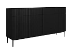 Čtyřdveřová komoda Nicole 200 cm se zásuvkami s ryhovaným čelem  - Čierna / Čierne nohy
