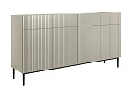 Čtyřdveřová komoda Nicole 200 cm se zásuvkami s ryhovaným čelem  - Kašmírová / černé nožky