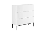 Moderní komoda Nicole 100 cm s zásuvkami a ryhovaným čelem  - Biela / Čierne nožičky