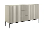 Moderní komoda Nicole 150 cm s šuplíky a rýhovaným čelem - Kašmír / černé nožky