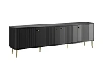 TV stolek Vesper 4D 187 cm  - Čierna / Zlaté nožičky