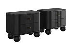 Set nočních stolků Vesper 56 cm kulaté nohy - Čierna / zlatá