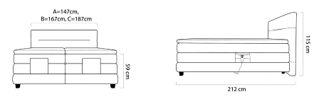Boxspring postel TESSA 140x200 + elektrické polohování. FURNIPOL
