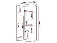 Šatní skříň INFINITY 100 III s posuvnými dveřmi a zrcadlem - Furnipol.cz