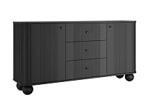 Komoda Vesper 160 cm se zásuvkami na kulových nohách - černá černé úchyty.jpg