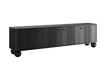 Moderní TV skříňka Vesper 187 cm - černá černé úchyty kulaté nohy.jpg