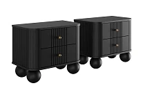 Set nočních stolků Vesper 56 cm - černá zlaté úchytky kulaté černé nohy.jpg
