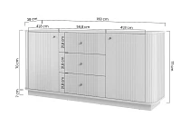Komoda Vesper 160 cm se zásuvkami na soklu - černá černé úchyty.jpg