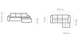 Rohová sedací souprava COLOMBO MINI 275 cm – elektrický výsuv, spaní | furnipol.cz
