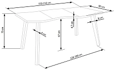 Rozkladací jedálenský stôl DICKSON 150–210 cm, čierna, prírodná