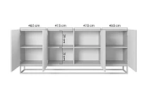  Moderní komoda Asha 200 cm čtyřdveřová - bílý mat / černý rám p- furnipol.cz