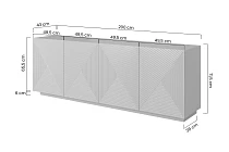 Komoda ASHA 200 cm černý mat – drážkovaná čela | furnipol.cz