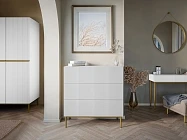 Komoda NICOLE 100 cm se zásuvkami bílý mat – zlaté nožky | furnipol.cz