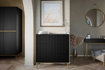 Komoda NICOLE 100 cm se zásuvkami černý mat – zlaté nožky | furnipol.cz