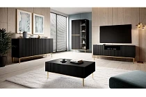 Komoda NICOLE 150 cm černý mat – zlaté nohy | furnipol.cz