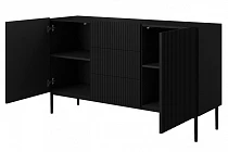 Komoda NICOLE 150 cm se zásuvkami černý mat – černé nohy | furnipol.cz