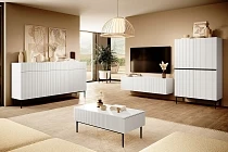 Komoda NICOLE 200 cm se zásuvkami bílý mat – černé nohy | furnipol.cz