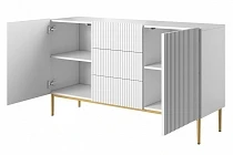 Komoda NICOLE 150 cm se zásuvkami bílý mat – zlaté nohy | furnipol.cz