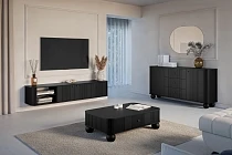 Komoda VESPER 160 cm černá – černé úchytky, kulové nohy | furnipol.cz