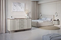 Komoda VESPER 160 cm kašmír / ořech – černé nohy | furnipol.cz