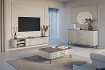 Komoda VESPER 160 cm kašmír / ořech – černé nohy | furnipol.cz