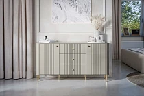Komoda VESPER 160 cm se zásuvkami kašmír – zlaté nohy | furnipol.cz