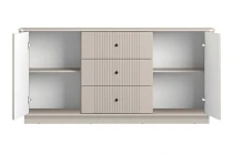 Komoda VESPER 160 cm kašmír – 3 zásuvky, černé úchytky, sokl | furnipol.cz