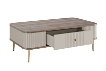 Konferenční stolek VESPER 103 × 60 cm kašmír / ořech – zlaté nohy | furnipol.cz