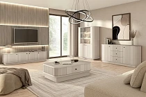 Konferenční stolek Vesper 103x60 cm s šuplíkem a soklem - Kašmír / čierna