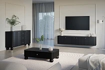 Konferenční stolek VESPER 103 × 60 cm černý – zlatá úchytka, kulové nohy | furnipol.cz