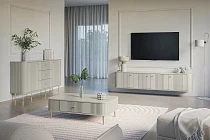 Konferenční stolek VESPER 103 × 60 cm kašmír – zlaté nohy | furnipol.cz