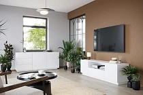 TV stolek ASHA 167 cm bílý mat se zásuvkou | furnipol.cz