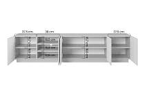 TV stolek Asha 200 cm pětidveřový s drážkovanými čely - artisan / černý mat