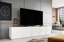 TV stolek Asha 200 cm pětidveřový s rýhovaným čelem  - Biela