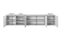 Závěsný TV stolek ASHA 200 cm bílý mat | furnipol.cz