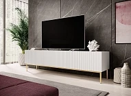 TV stolek NICOLE 200 cm bílý mat – zlaté nožky | furnipol.cz