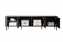 TV stolek VESPER 3D 187 cm černý – černé nohy | furnipol.cz
